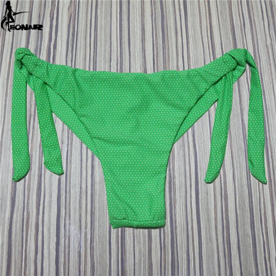 Sexy Solid Thong Bikini Brazilian Cut Swimwear Women Bottom Adjustable Briefs Swimsuit Panties Underwear Thong Bathing Suit