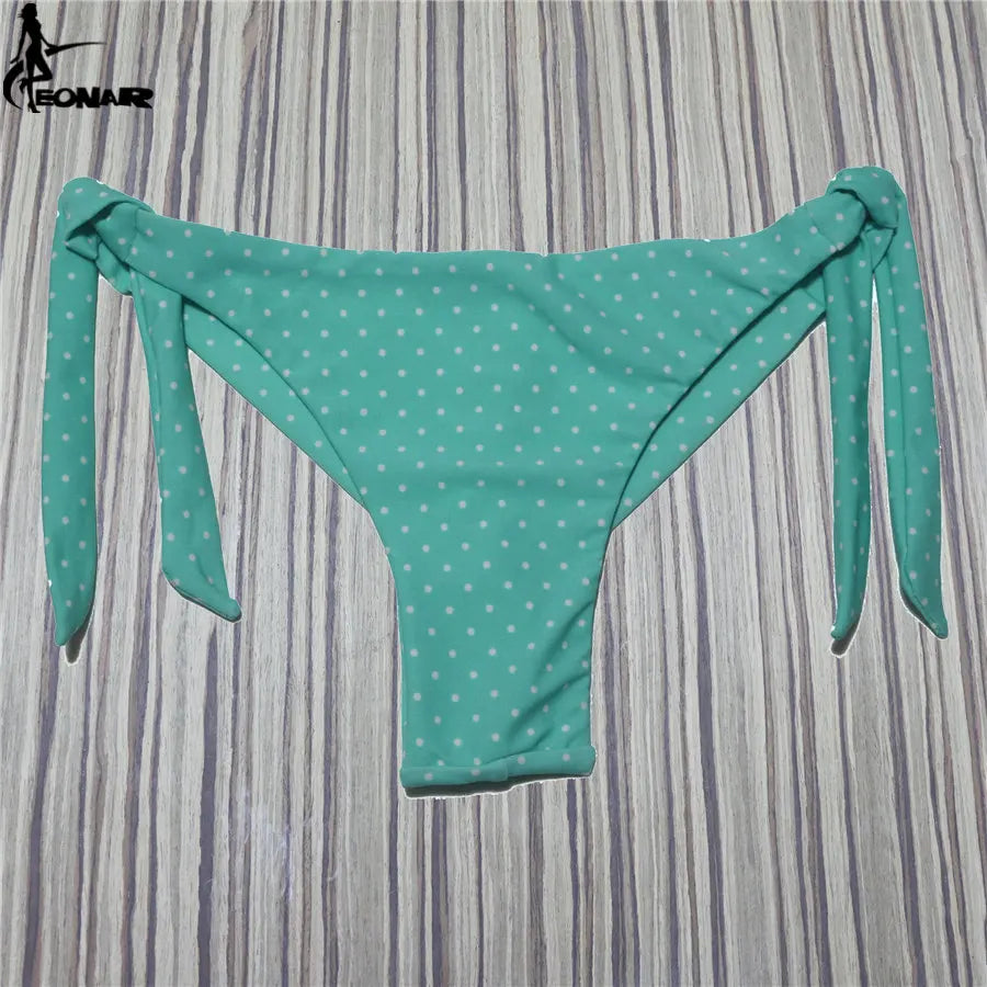 Sexy Solid Thong Bikini Brazilian Cut Swimwear Women Bottom Adjustable Briefs Swimsuit Panties Underwear Thong Bathing Suit