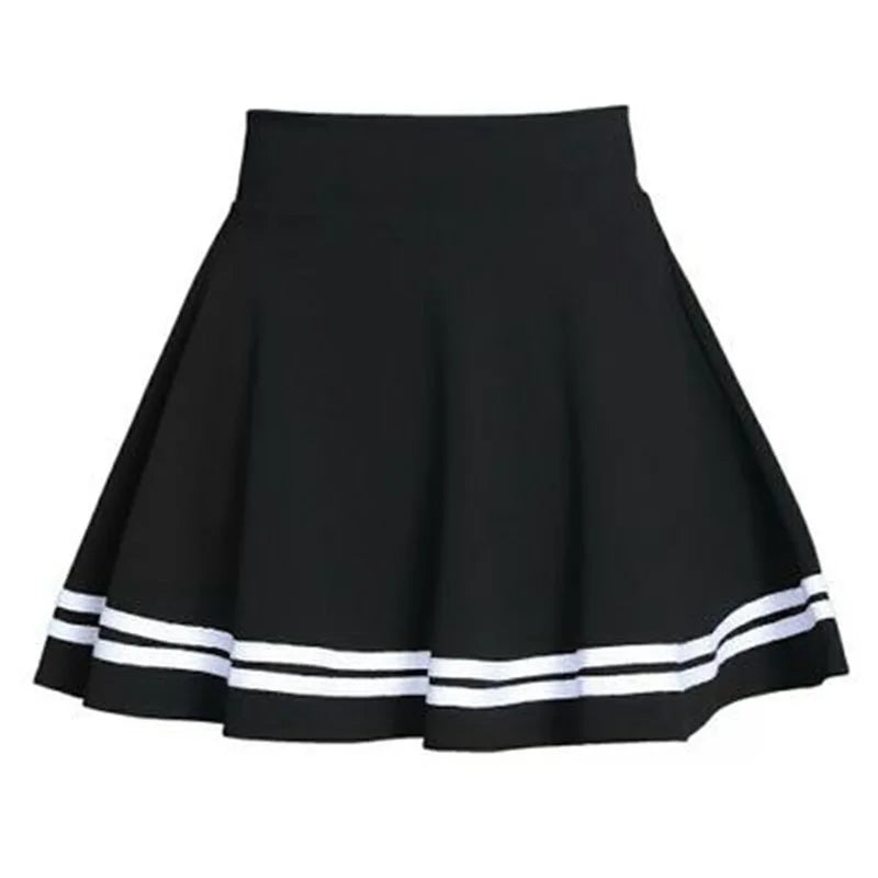 Summer 2025 Women Skirt Elastic Faldas Ladies Midi Skirts Pleated Black Sexy Stripe Girl Mini Short School Skirts saia feminina