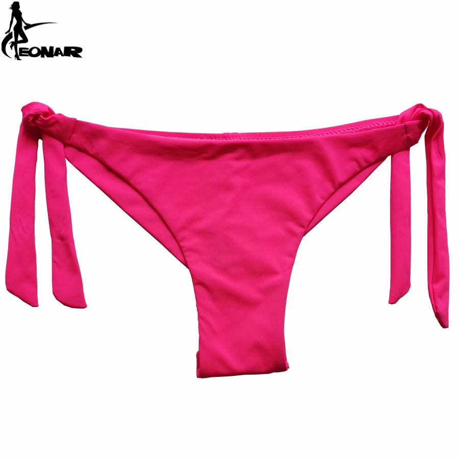 Sexy Solid Thong Bikini Brazilian Cut Swimwear Women Bottom Adjustable Briefs Swimsuit Panties Underwear Thong Bathing Suit