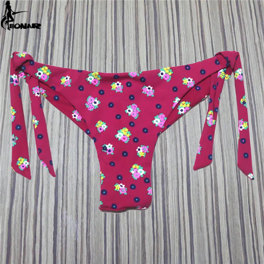 Sexy Solid Thong Bikini Brazilian Cut Swimwear Women Bottom Adjustable Briefs Swimsuit Panties Underwear Thong Bathing Suit