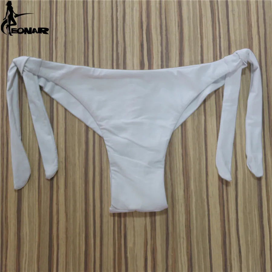 Sexy Solid Thong Bikini Brazilian Cut Swimwear Women Bottom Adjustable Briefs Swimsuit Panties Underwear Thong Bathing Suit