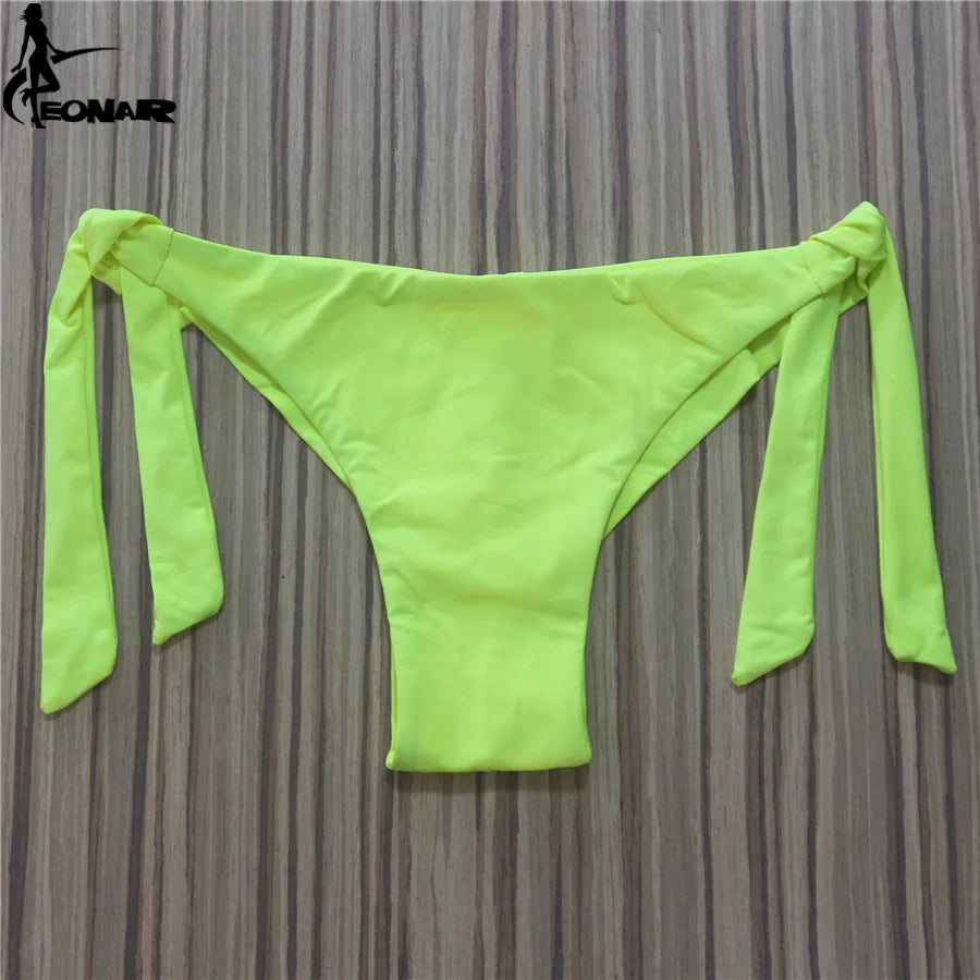 Sexy Solid Thong Bikini Brazilian Cut Swimwear Women Bottom Adjustable Briefs Swimsuit Panties Underwear Thong Bathing Suit