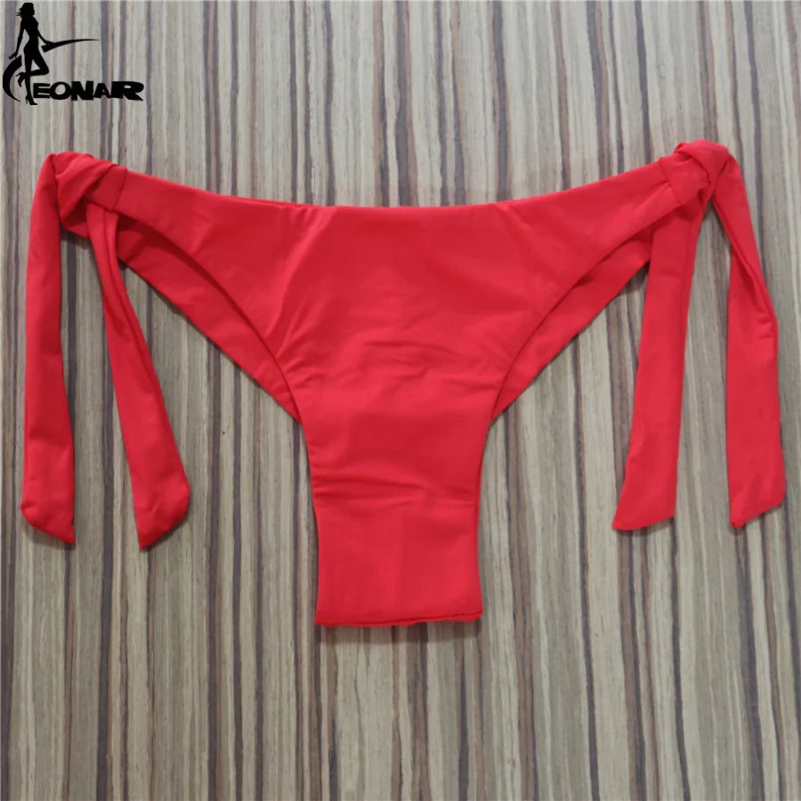 Sexy Solid Thong Bikini Brazilian Cut Swimwear Women Bottom Adjustable Briefs Swimsuit Panties Underwear Thong Bathing Suit
