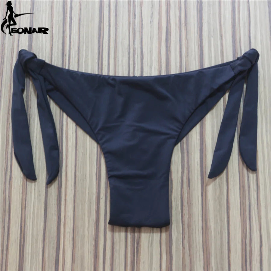 Sexy Solid Thong Bikini Brazilian Cut Swimwear Women Bottom Adjustable Briefs Swimsuit Panties Underwear Thong Bathing Suit