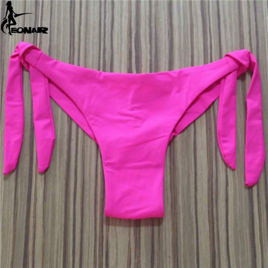 Sexy Solid Thong Bikini Brazilian Cut Swimwear Women Bottom Adjustable Briefs Swimsuit Panties Underwear Thong Bathing Suit