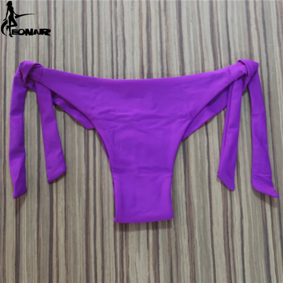 Sexy Solid Thong Bikini Brazilian Cut Swimwear Women Bottom Adjustable Briefs Swimsuit Panties Underwear Thong Bathing Suit