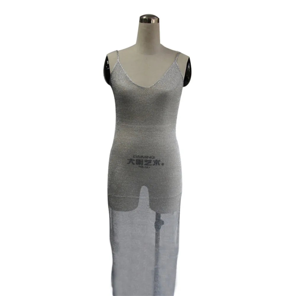 Sexy Sheer Net Mesh Knitted Glitter Tunic Beach Cover Up Cover-ups Long Beach Dress Beach Wear Beachwear Female Women Robe V651