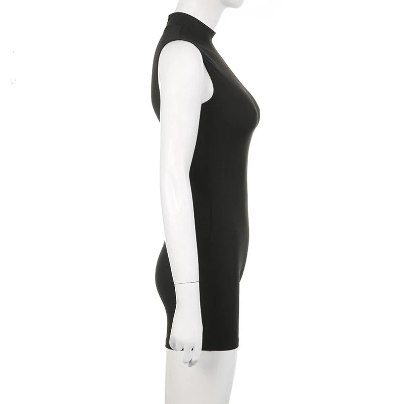 Women's Sports Jumpsuit Invisible Zipper Sleeveless High Street Rompers Basic All-match Female Summer Playsuit 2024