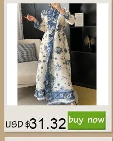 LANMREM Women  Pleated Single Breasted Dress New Stand Theree Quarter Sleeve  Fashion Tide Spring 2025 2F0095