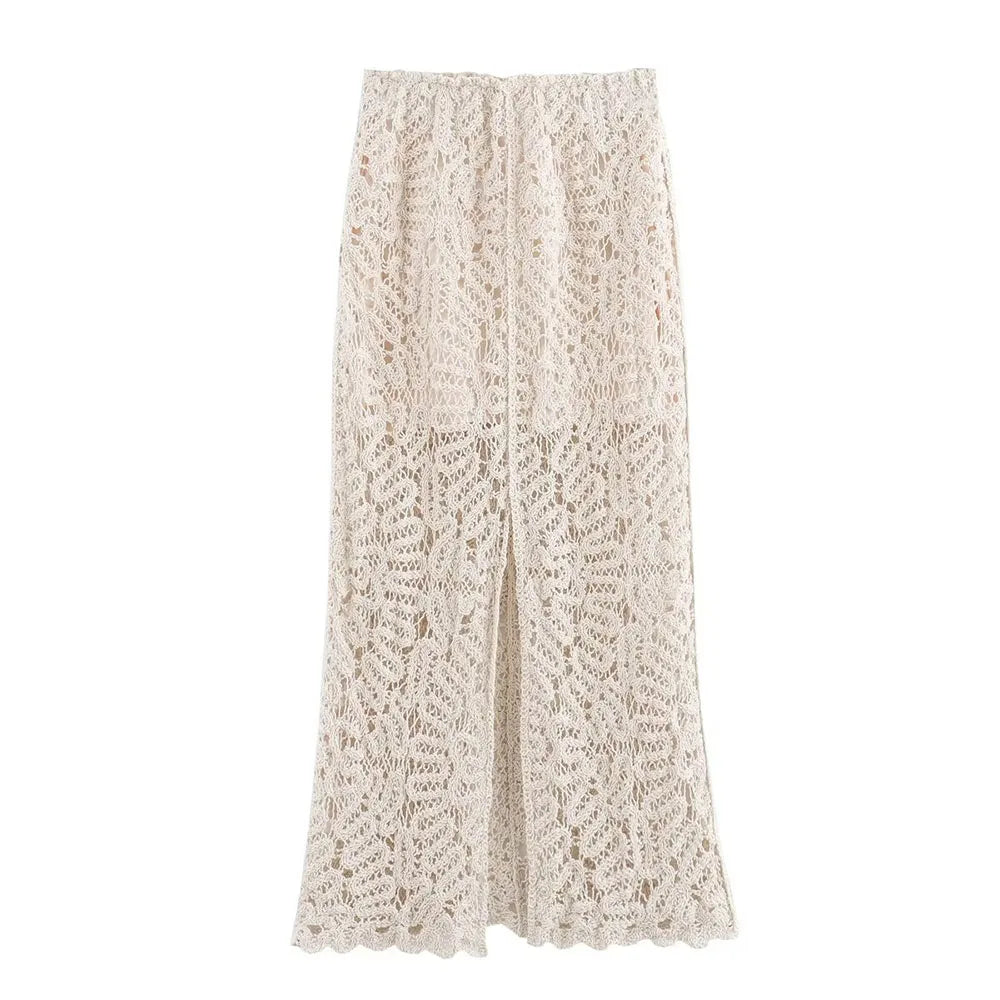 In the autumn of 2024, the new women's fashion and leisure temperament crocheted knitted tops & crocheted knitted skirts.