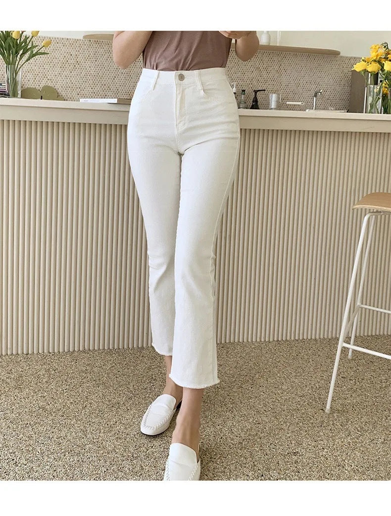 White Jeans for Women Trousers Denim Spring 2024 High Waist Straight Leg White Pants Women Boyfriend Summer Streetwear Women