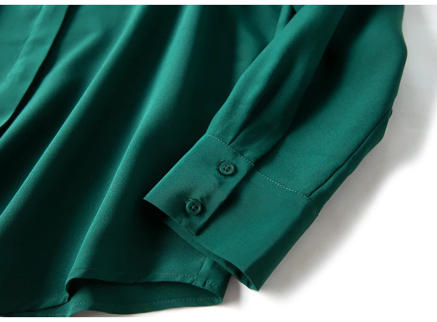 SuyaDream Women Silk Dress Shirts 100% REAL SILK Solid Long Sleeved Button Chic Blouses 2025 Spring Summer Office Lady Top White