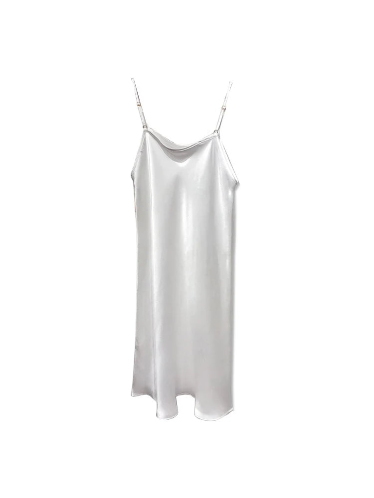 SuyaDream Woman Mini Dress 19mm 100%Real Silk Sleeveless Solid Spaghetti Strap Sleep Dresses 2025 Elegant Chic Clothes