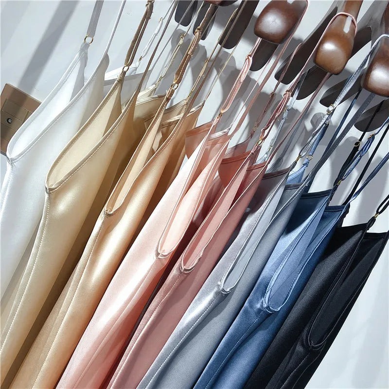 SuyaDream Woman Mini Dress 19mm 100%Real Silk Sleeveless Solid Spaghetti Strap Sleep Dresses 2025 Elegant Chic Clothes