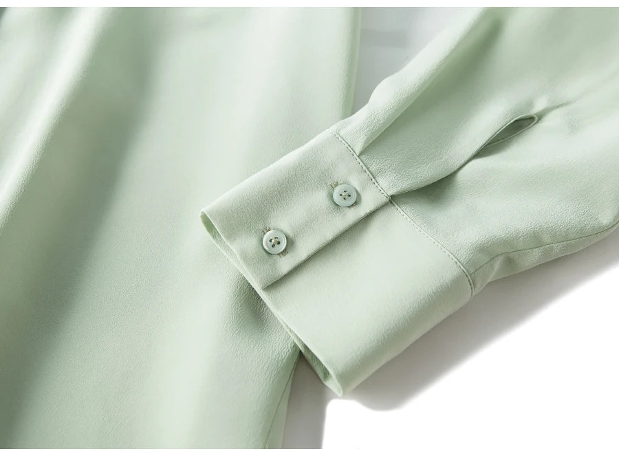 SuyaDream Women Silk Dress Shirts 100% REAL SILK Solid Long Sleeved Button Chic Blouses 2025 Spring Summer Office Lady Top White