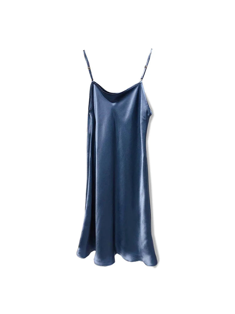 SuyaDream Woman Mini Dress 19mm 100%Real Silk Sleeveless Solid Spaghetti Strap Sleep Dresses 2025 Elegant Chic Clothes