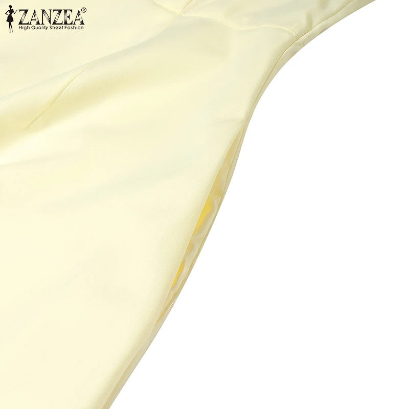 ZANZEA Elegant Women Dresses 2025 Summer Sleeveless Work OL Sundress Stylish Solid Party Dresses Casual O Neck Midi Vestidos