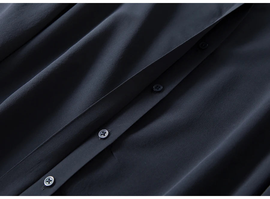 SuyaDream Women Silk Dress Shirts 100% REAL SILK Solid Long Sleeved Button Chic Blouses 2025 Spring Summer Office Lady Top White