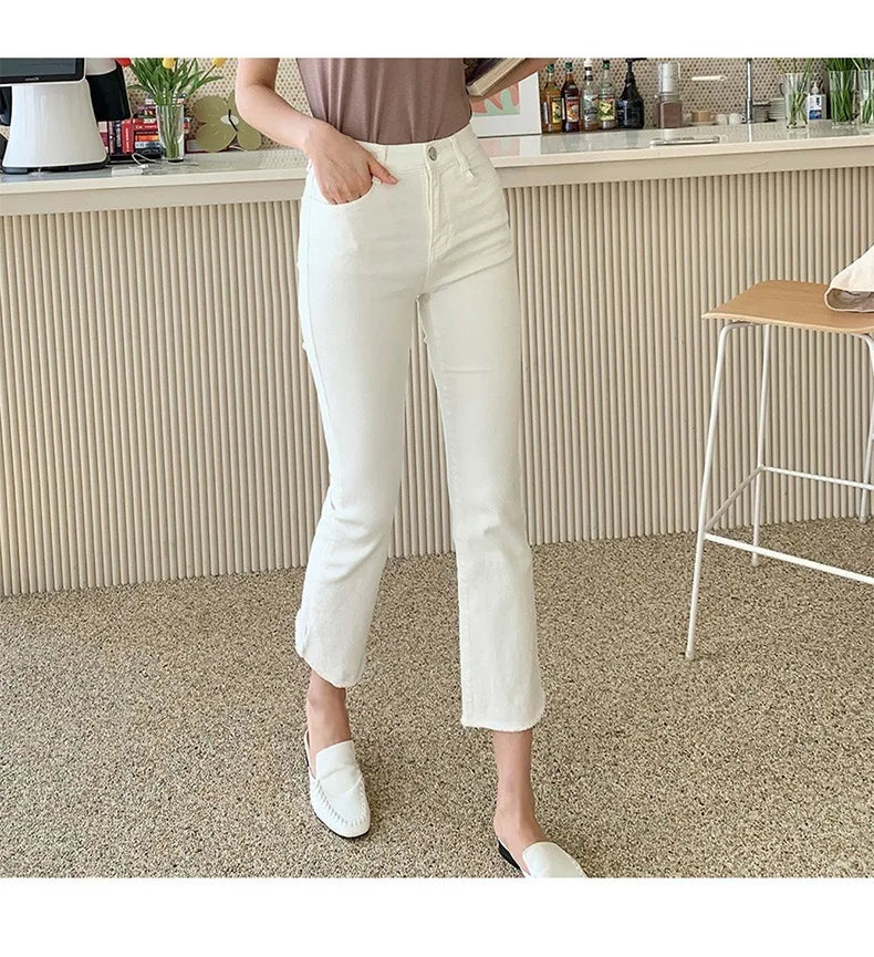 White Jeans for Women Trousers Denim Spring 2024 High Waist Straight Leg White Pants Women Boyfriend Summer Streetwear Women