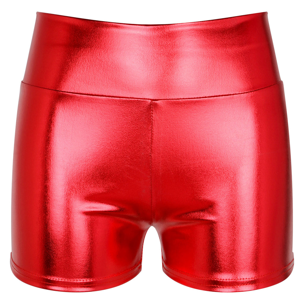 High Waist Short Pants Womens Ladies Patent Leather Hot Shorts Clubwear Metallic Shiny Rave Shorts Rave Festival Party Bottoms