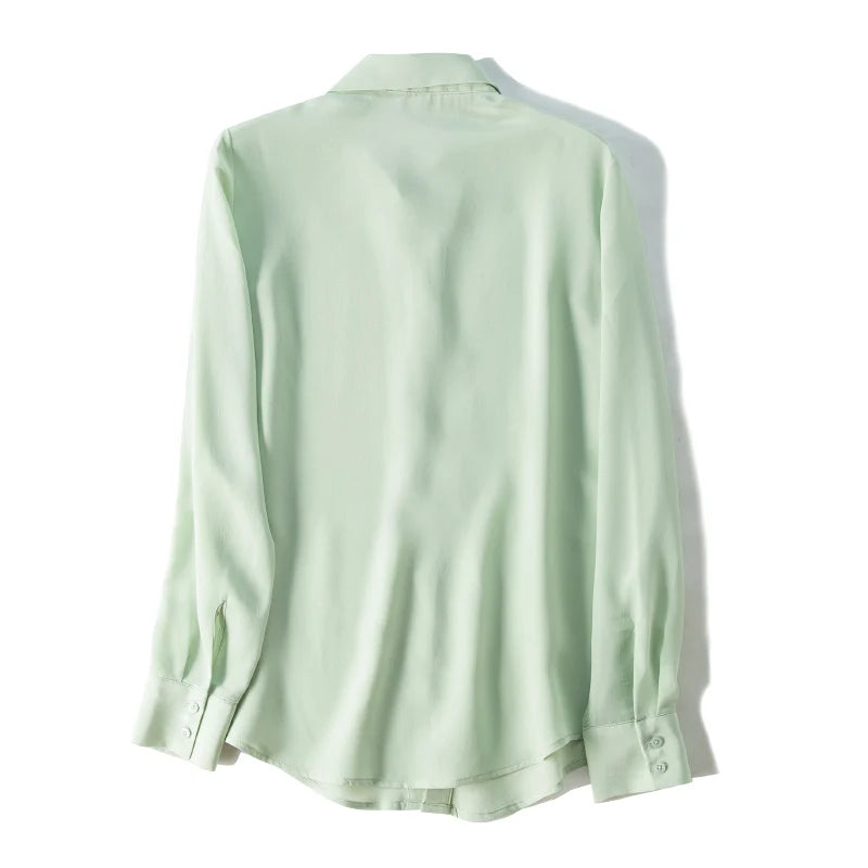 SuyaDream Women Silk Dress Shirts 100% REAL SILK Solid Long Sleeved Button Chic Blouses 2025 Spring Summer Office Lady Top White