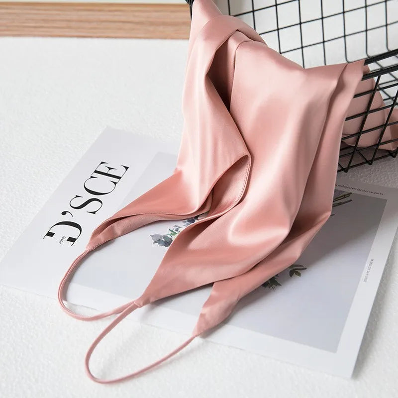 Sexy Strap Crop Top Women Halter V Neck Basic White Black Cami Sleeveless Satin Tube Tank Tops Women'S Summer Y2K Camisole