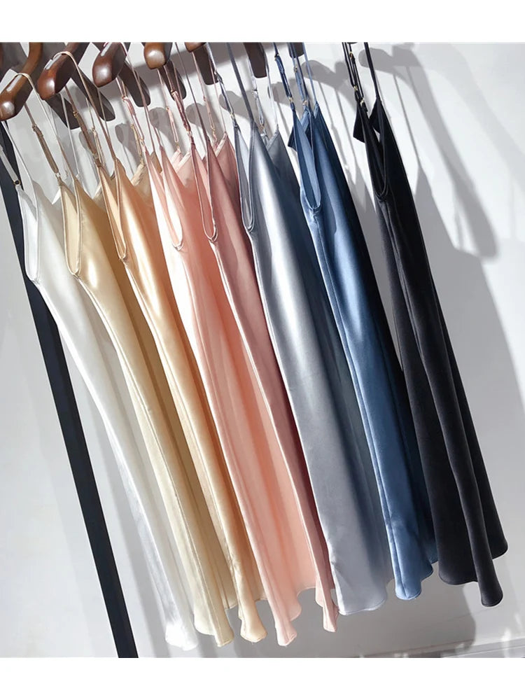 SuyaDream Woman Mini Dress 19mm 100%Real Silk Sleeveless Solid Spaghetti Strap Sleep Dresses 2025 Elegant Chic Clothes
