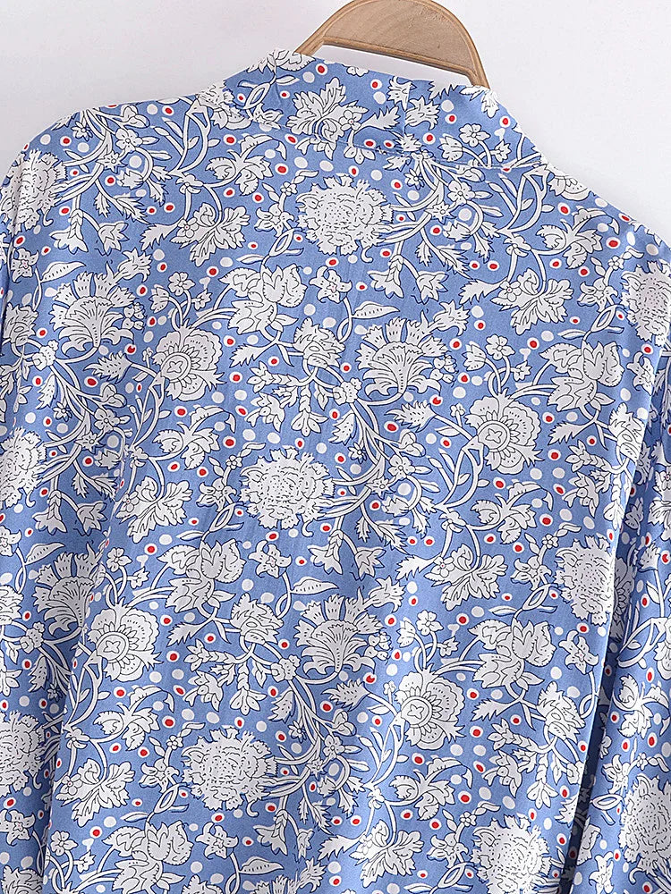 Boho Vintage Floral Print Beach Summer Short Kimono Women Fashion Ladies Casual V Neck Batwing Sleeves Bohemian Cover-ups