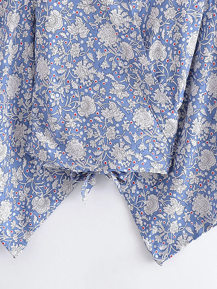 Boho Vintage Floral Print Beach Summer Short Kimono Women Fashion Ladies Casual V Neck Batwing Sleeves Bohemian Cover-ups