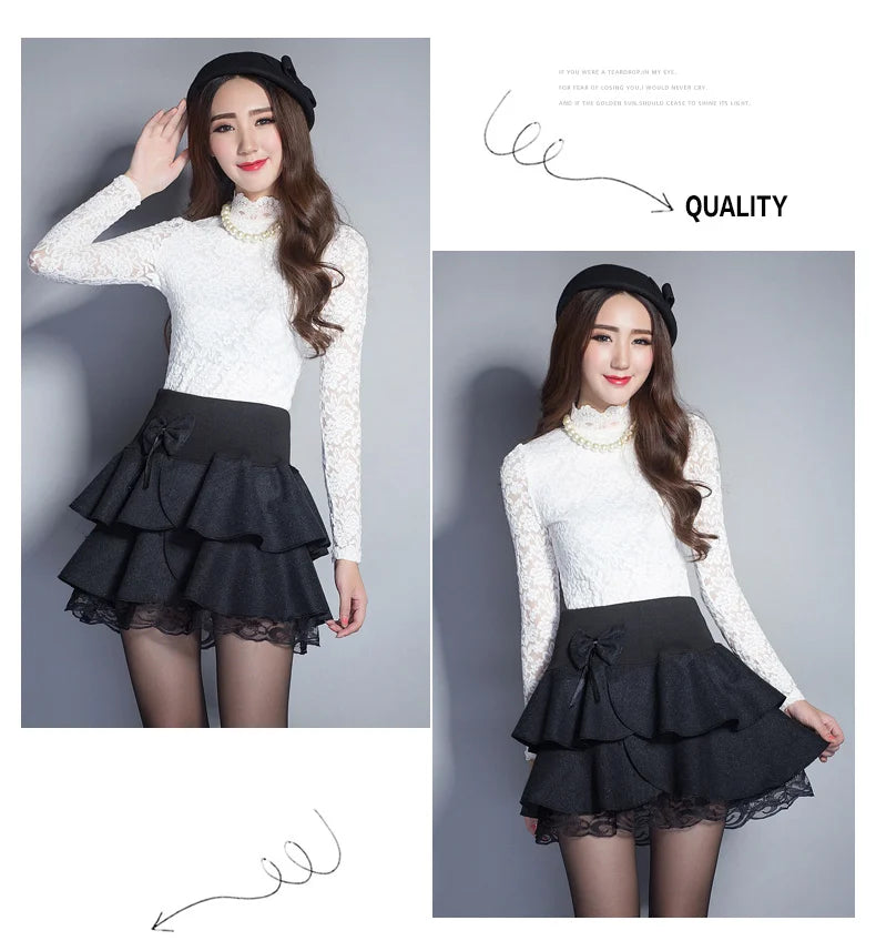 2026 Elasticity Summer Y2K Skirt Women Sweet Floral Bowknot Mini Tutu Woman Skirts Shorts Lace Jupe Femme Office Lady Skirts