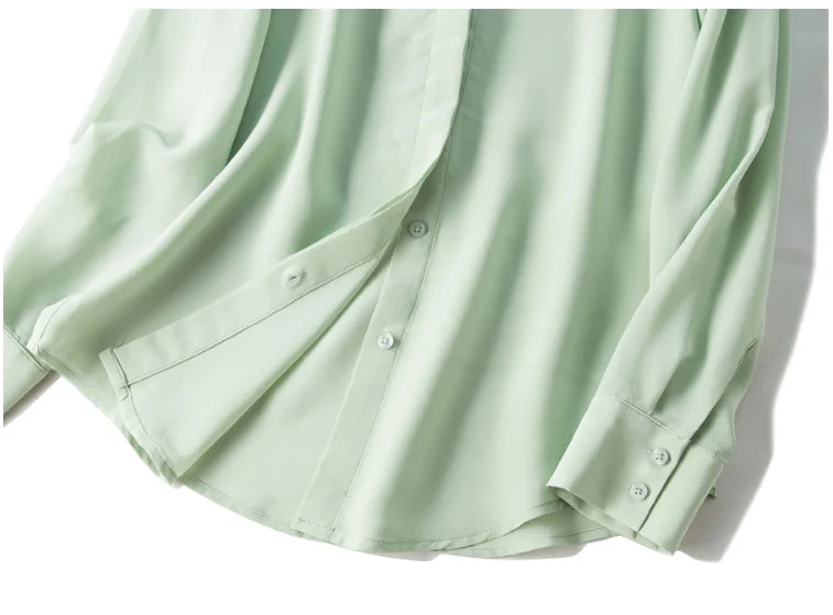 SuyaDream Women Silk Dress Shirts 100% REAL SILK Solid Long Sleeved Button Chic Blouses 2025 Spring Summer Office Lady Top White