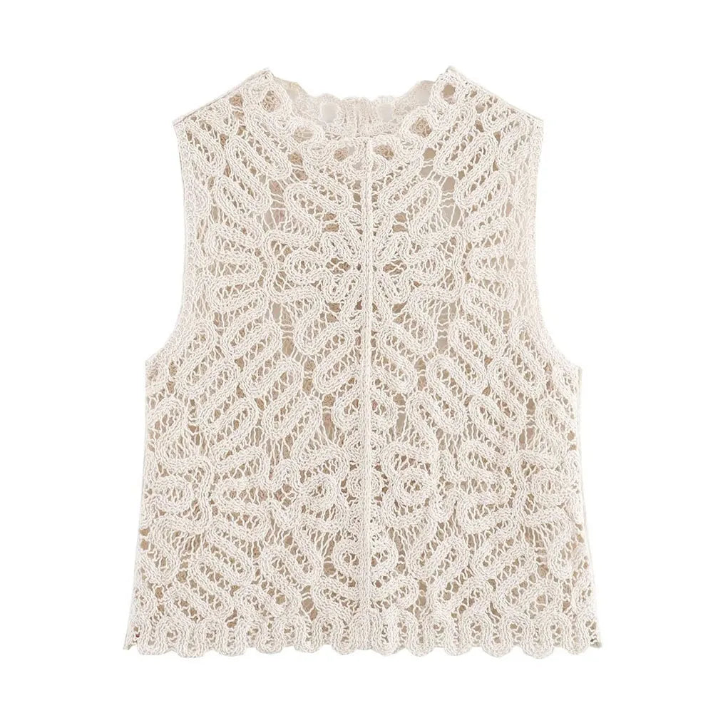 In the autumn of 2024, the new women's fashion and leisure temperament crocheted knitted tops & crocheted knitted skirts.