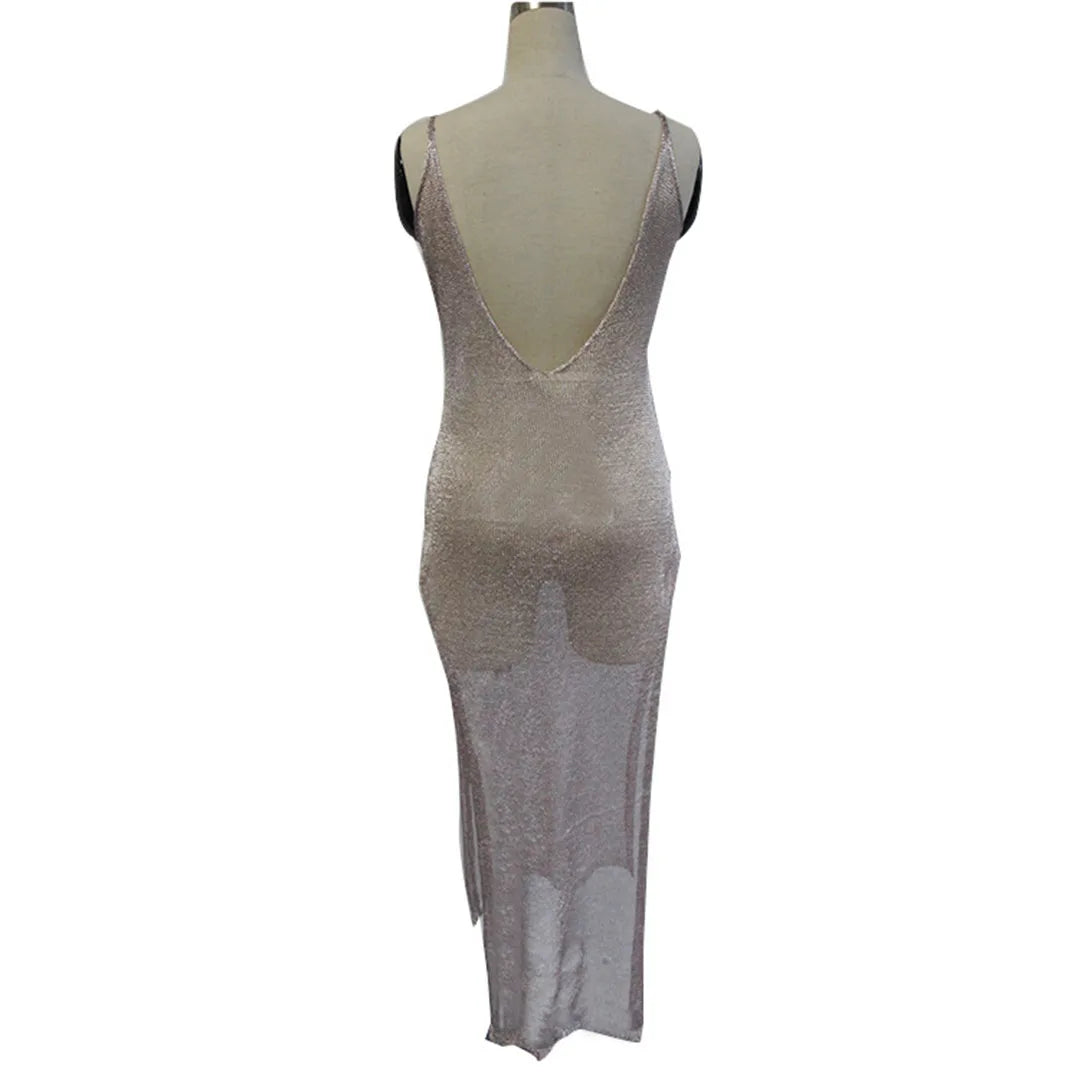 Sexy Sheer Net Mesh Knitted Glitter Tunic Beach Cover Up Cover-ups Long Beach Dress Beach Wear Beachwear Female Women Robe V651